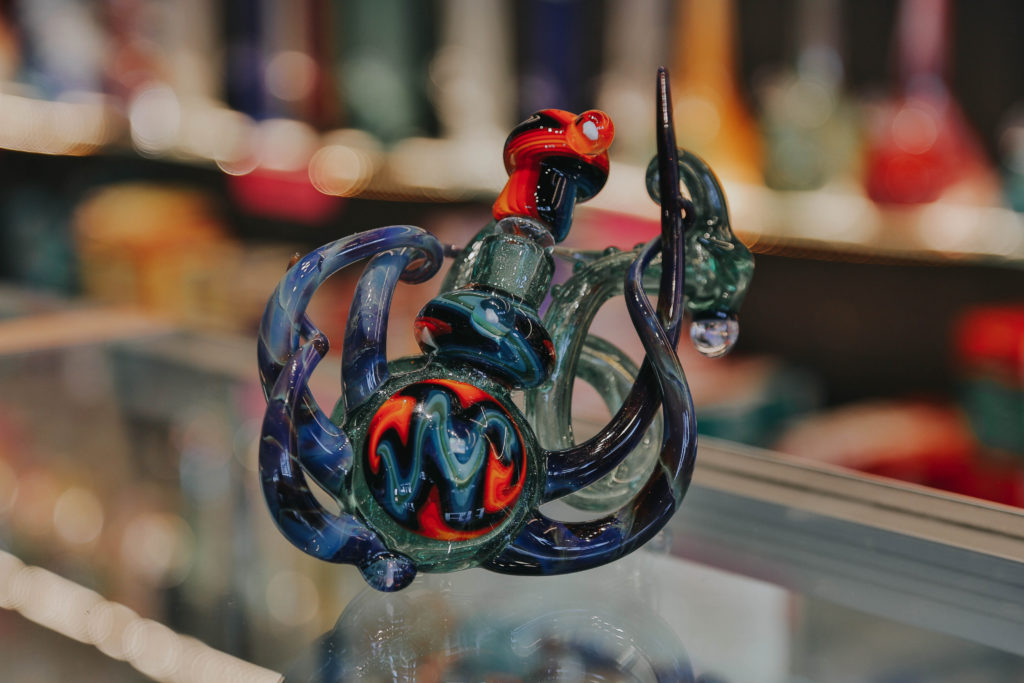 multi-color squid glass piece from from Bear Necessities Smoke Shops