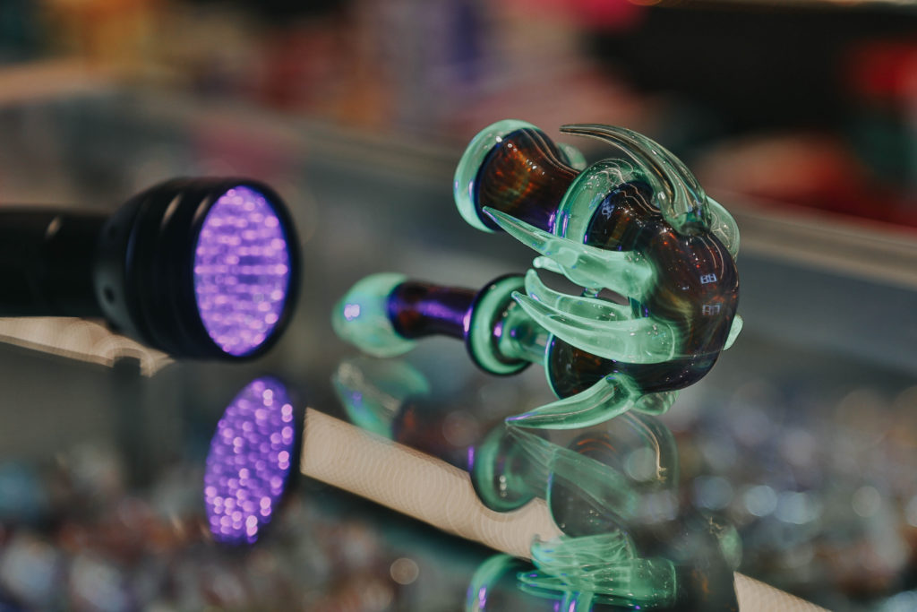 UV glowing glass piece from from Bear Necessities Smoke Shops