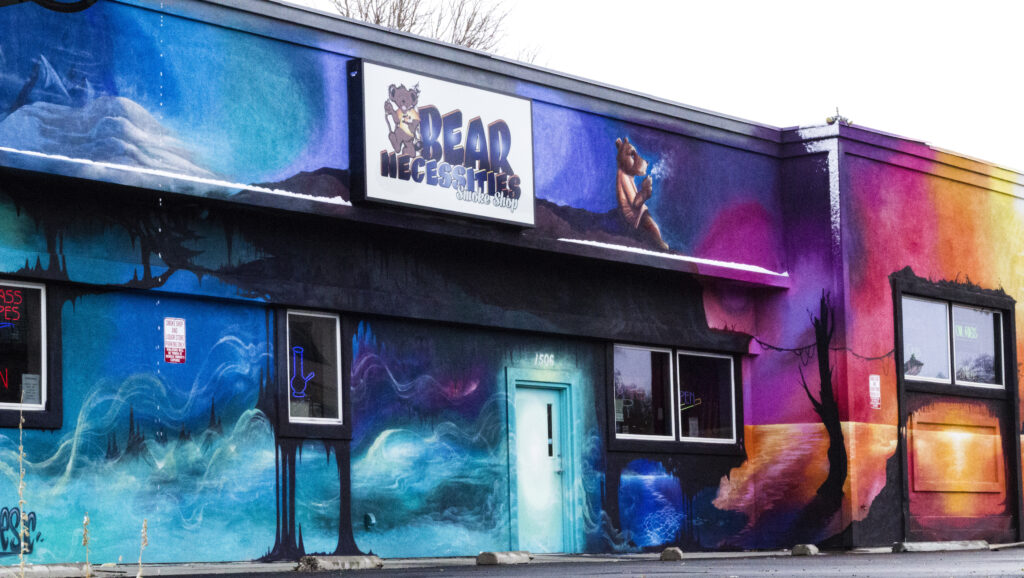 Bear Necessities Smoke Shops exterior mural