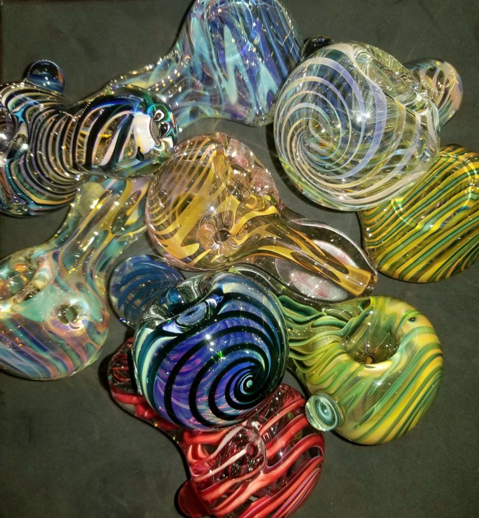 pipes from from Bear Necessities Smoke Shops in multiple colors
